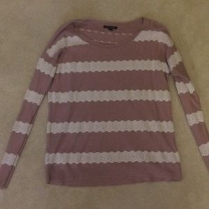 Long sleeve pink and white sweater